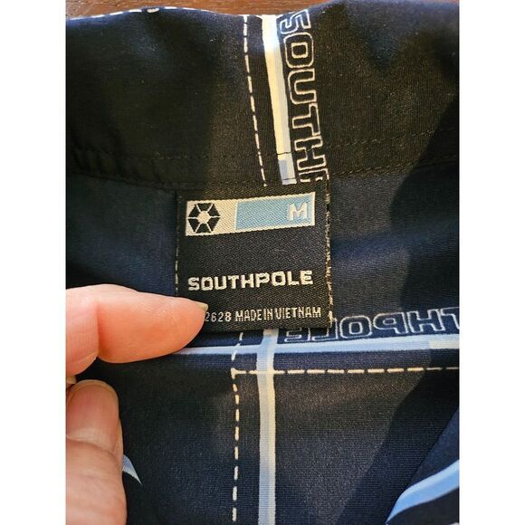 Vintage Southpole Boys Teens Shirt Button Down Blue Plaid Logo Sz Medium 12-14 - Picture 4 of 8